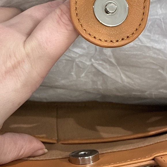 Brandon Blackwood Brand New Marcy Ave Tote Bag Camel Leather Net , Beige Linen - Picture 11 of 11